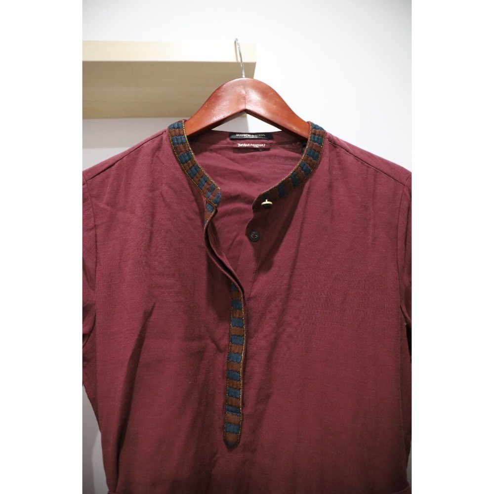 NWT Scotch & Soda Womens Small Mini Shirt Dress Long Sleeve Red V Neck Button Up - Picture 2 of 7